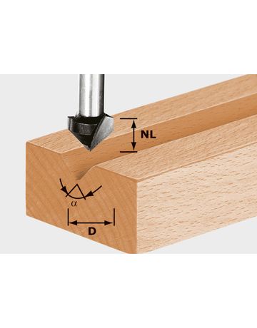 V-Nutfräser HS S8 D14/7/90° - Festool