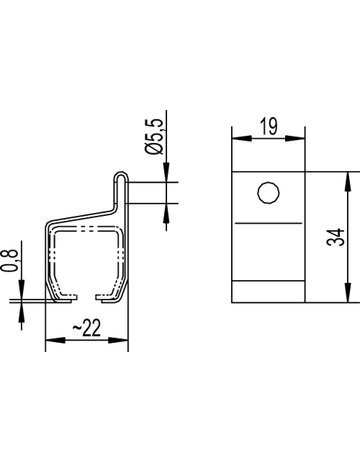 Bild ST-Wandbefestigungsmuffe,Stahl 13/01,B22mm,H34mm,L19mm,S0,8mm - HELM-1