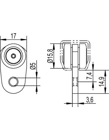 Bild Vorhangrolle,für Profil-Nr.13 13 V,Rollen Ø15,8mm,Tragl.2,5kg,KF schwarz - HELM-1