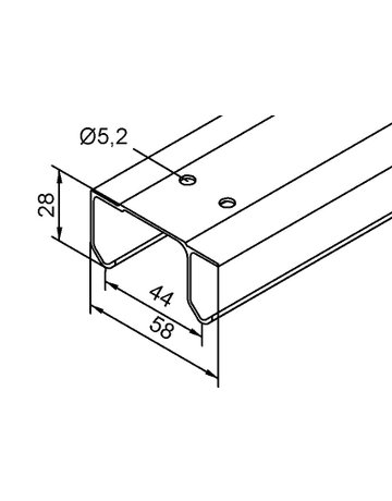 Bild OT-Doppellaufprofil,2500mm,Aluminium 28,hell,pressblank - HELM-1