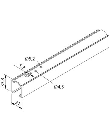 Bild HELM 53/73 Laufschiene bis 80kg EV1 eloxiert oben gelocht L=6 Meter-1