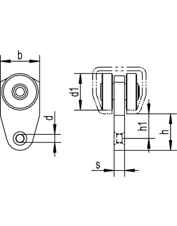 Bild Vorh.rolle,für Profil-Nr.300,m. Messing öse 331 K,Rollen Ø27,5mm,Tragl.20kg,KF weiß - HELM-1