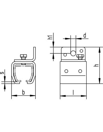 Bild ST-Wandbefestigungsmuffe,Stahl 401,B60mm,H93,5mm,L68mm,S4,5mm - HELM-1