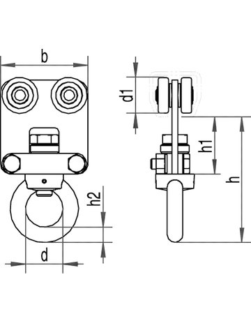 Bild Rollapp.,Ø 60, für Profür -Nr.600 624 RI,doppelpaarig,L 150,z.Einhäng.,zn - HELM-1