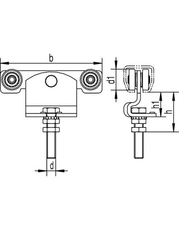 Bild Rollapparat, 691, doppelpaarig, zum Einhängen, für Prof.-Nr.600, Ø 60, L 234 - Helm-1