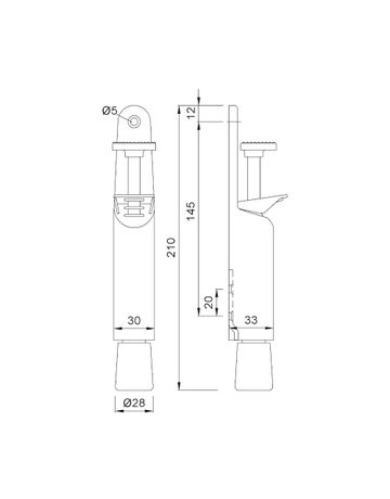 Bild OT-Türfeststeller, mit Tretbolzen, Hub 30mm, 1032, silberfarbig einbrennlackiert-1