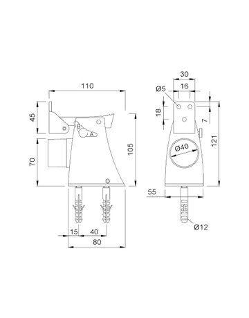 Bild OT-Türfeststeller, Haken mit Feststellvorrichtung, 1110, edelstahloptik eloxiert - KWS-1