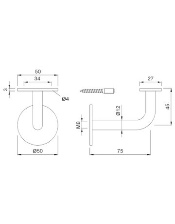 Bild KWS 4571 Handlaufstütze St. silbern für 75 mm WandabSt.-1