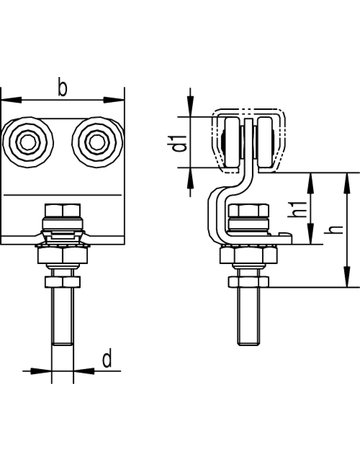 Bild OT-Doppelrollenwagen,doppelpaarig,Stahl 386 galvanisch verzinkt - HELM-1