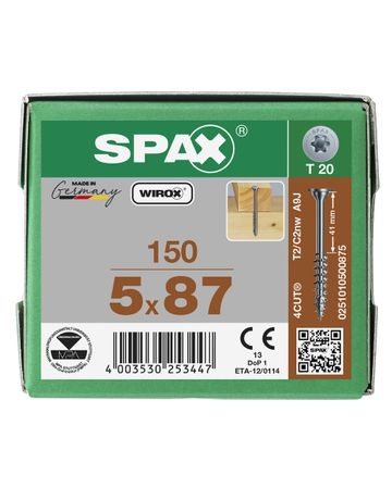 Spax Universalschraube Tellerkopf 5x87mm,Teilgw,Innensechsrund T20,WIROX