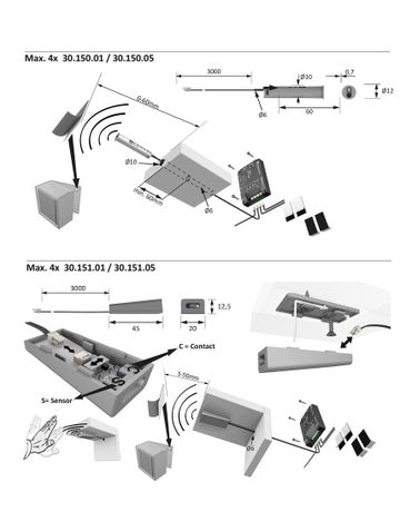 Bild MultiSwitch2 IR Anbausensor Türkontakt oder Handschalter, 3m Ltg. - Halemeier-2