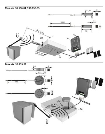 Bild MultiSwitch2 Magnet Einbohrsensor Türkontaktschalter, Reed Sensor 3m Ltg. - Halemeier-2