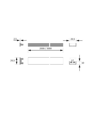 Bild LED ChannelLine D Profil, opal L=2000, Alu-und Abdeckprofil-1