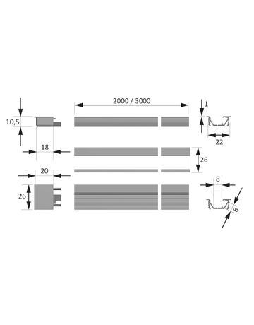 Bild LED ChannelLineG2 Profil, opal, 10-er Set L=2000, Alu-und Abdeckprofil-1