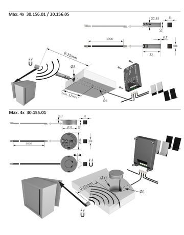 Bild MultiSwitch2 Magnet Einbohrsensor sw Türkontaktschalter, Reed Sensor 3m Ltg.-2