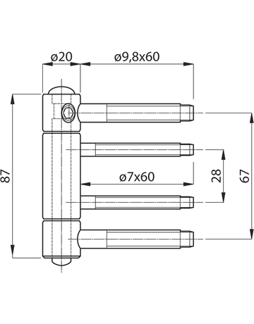 Bild Haustürband 2D TOP 320 passiv. mit SM-Lager und Aushängesich. TO320-1