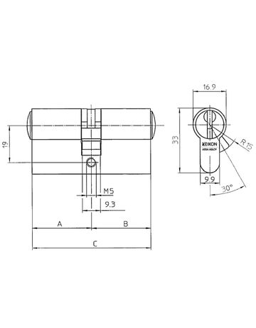 Bild Profil-Doppelzylinder P031 K407 mmvohne Schl. L=35/35 mm Not- und Gefahrenfunktion Servicezylinder - Ikon-1