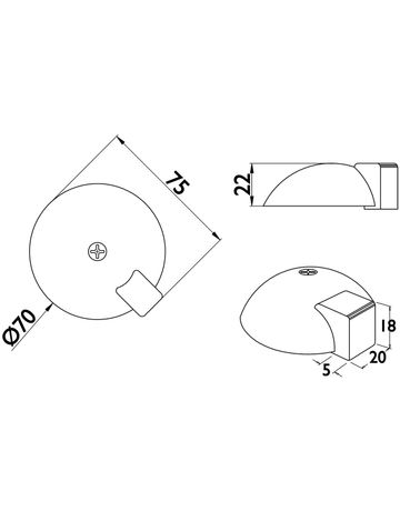 Bild Bodentürstopper Iris Ø 70 mm Höhe 22 mm Flachform Edelstahl matt-1