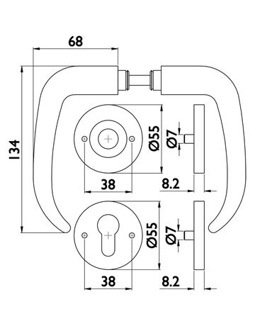 Bild Wechsel-Rosettengarnitur Sirion PZW links KL.4 Edelstahl mit TS 37-48 mm - Topform-3