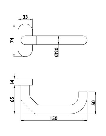 Rahmendrückerlochteil Arges 8 mm Edelstahl matt