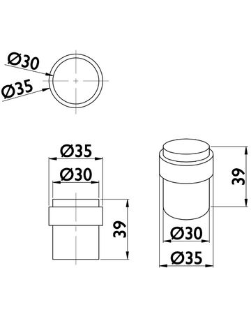 Bild Bodentürstopper Hades Ø 35 mm Höhe 39 mm Edelstahl matt-1