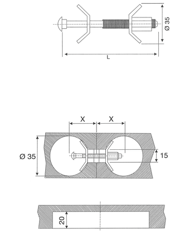 Bild Arbeitsplattenverbinder 150 mm vormontiert Stahl verzinkt-1