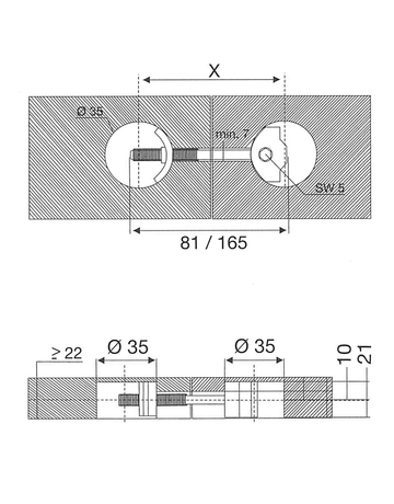 Bild Arbeitsplattenverbinder M6 65 mm Stahl verzinkt-2