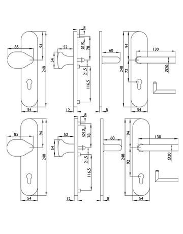 Bild Schutz-Wechsel-Langschild-Garnitur Jupiter PZ 72/8 mm Edelstahl TS 35-55 mm-1