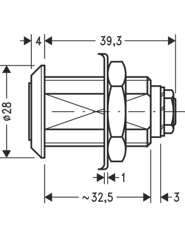 Bild Hebel-Zylinderschloss 180 Grad/2 Sch verschieden schließend 447-07-1 - DOM-1