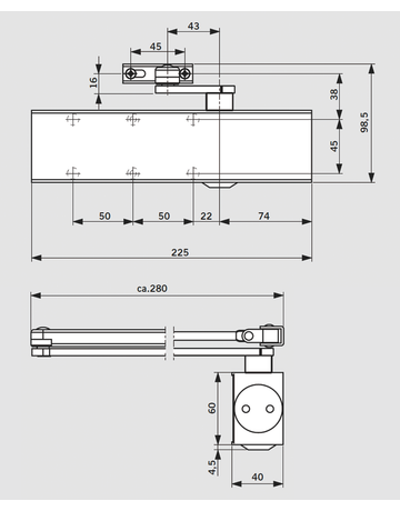 Bild Türschließer TS 73 V BC/ÖD EN 2-4,o. Gestänge,RAL 9016-1