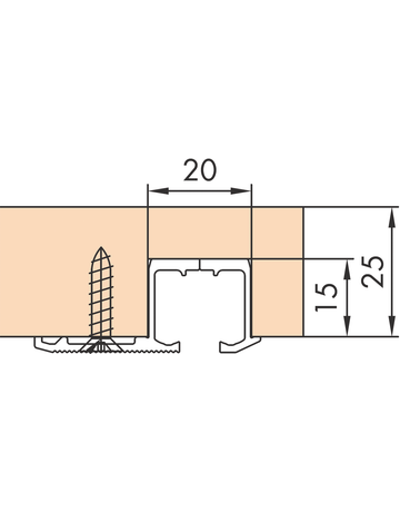 Bild Hawa Clipo 26/36 Einfachlaufschiene Alu L= 2500 mm ( zum Schrauben )-1