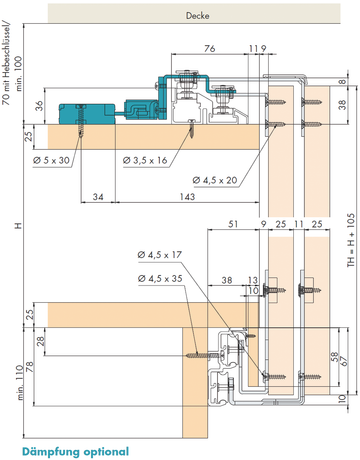 Bild Hawa COMBINO BESCHLÄGEGARNITUR für 3TÜREN Model 60 H FS 055.3074.072-2