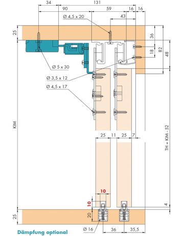 Bild Hawa COMBINO BESCHLÄGEGARNITUR für 3TÜREN Model 60 H IS 055.3093.072-2