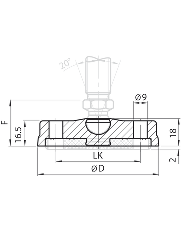 Bild Fußteller 80 mm für Gelenkstellfuß Kunststoff mit Anti-Slip-Platte-1