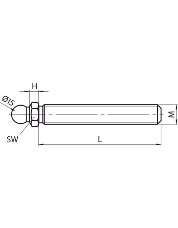 Bild Gewindestange mit Kugel 15 mm verzinkt M 10 x 90 mm, Schlüsselweite 14 - Fath-1