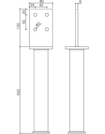 Bild Stützenfuß Typ T 02 in Beton 80 X 130 mm - GH-1