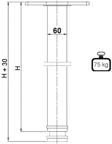 Bild Tischfuss 60 mm D höhenverstellbar 710 mm Höhe schwarz-3