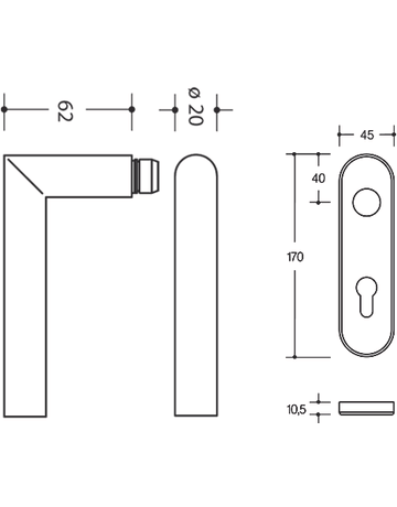 Bild Drückerkurzschildgarnitur B-Technik 162 Edelstahl matt BB 72 mm - Hewi-1