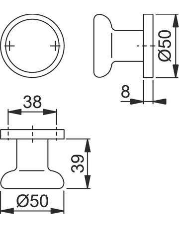 Bild Knopf auf Rosette 54/11P feststehend Alu F1 - Hoppe-1