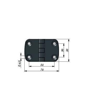 Bild Anschraubscharnier schwarz mit 4 Stück Senkbohrung M6, 50 X 76 mm-1