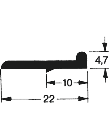 Schlagleiste mit Wulst PVC schwarz 22 x 4,7 mm LL 2,75 m