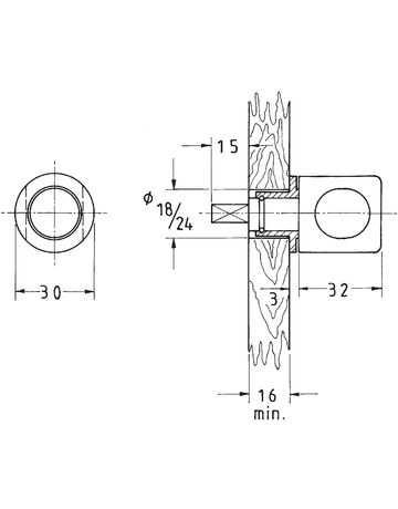 Bild Olive 30 mm D vernickelt 3553 ohne Zylinder drehbar Bohrg. 18-1