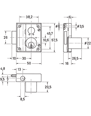 Bild Drehstangen-Schloss 7020/30 RS Zylinder matt vernickelt für 8 mm Stg.Schließung BN0102 - Junie-1