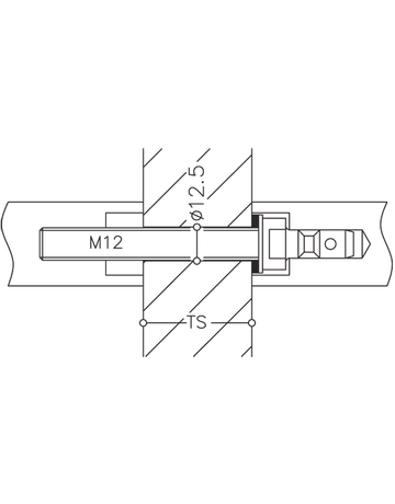 HT-Stoßgriff-Befestigung, paarweise, StahlMU 1.1A, einschraub montage, TS38-48mm, farblos