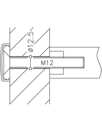 Befestigungspunkt durchgängig mit abdeck geradeMS 1.2A.32 Holz-/Metallt. 63-72 Edelstahl