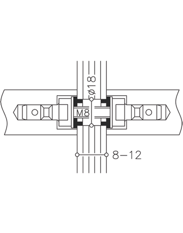 HT-Stoßgriff-Befestigung, paarweise, StahlMU 1.4X, Aufsteckmontage, TS8-12mm, farblos