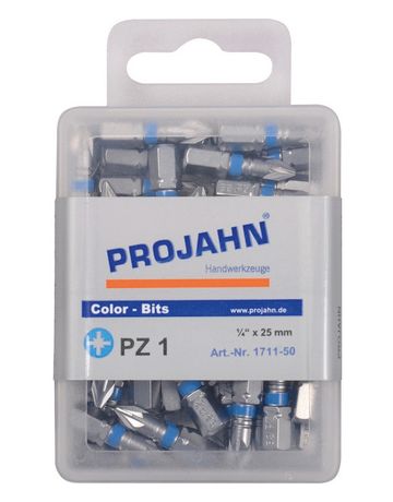 1/4" markierter Bit Pozidriv Nr 1 50er Pack - Projahn