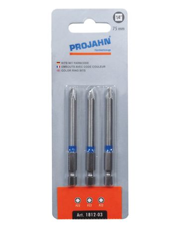 1/4" markierter Bit Pozidriv Nr 3 3er Pack - Projahn