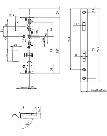 Bild Rohrrahmenschloss 24 X 245 Niro Flachstulp, 5 mm (49) ES02/8/92 PZW 35 D-1