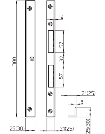 Bild Si-Winkelschließblech silber 300 x 25 x 30 mm LS/RS-1